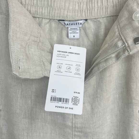 Athleta Voyager Beige Linen Skirt Women’s Size 8 - Picture 5 of 7